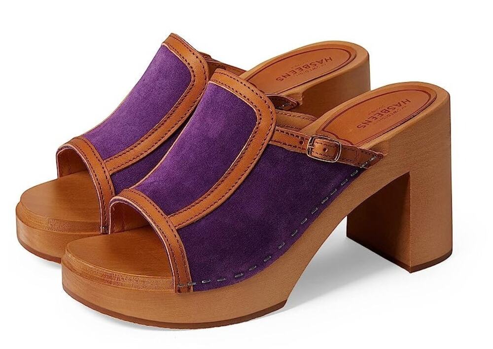 Swedish Hasbeens Womens Sophisticated Slip In Heels EU 40 US 10 Purple Suede EUC